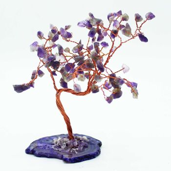 AGemT-08 - Arbre de pierres précieuses Lrg - Améthyste sur base d'agate naturelle (100 pierres) - Vendu en 1x unité/s par extérieur 3