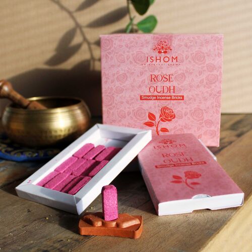 AISB-03 - Pack of 15 Natural Incense Smudge Bricks and Burner - Rose Wood - Sold in 12x unit/s per outer