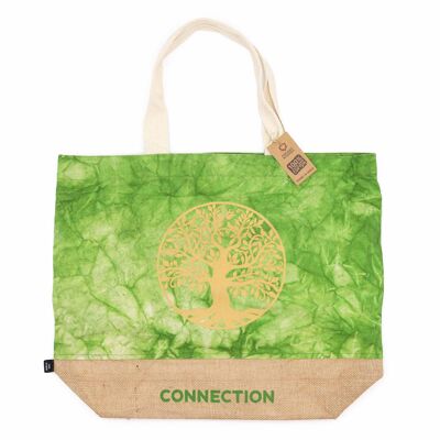 ANB-01 - Bolsa totalmente natural - Lavado a la piedra verde - Árbol de la vida - Conexión - Se vende en 4 unidades por exterior