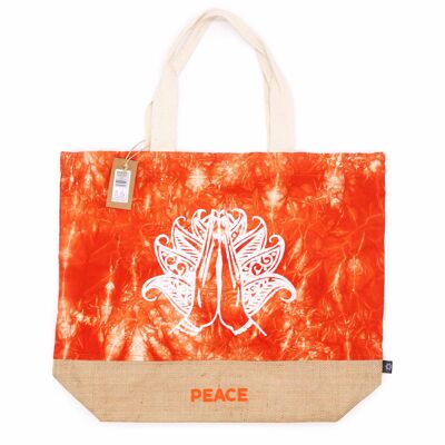 ANB-02 - Bolsa totalmente natural - Lavado a la piedra naranja - Mano Namaste - Paz - Se vende en 4 unidades por exterior