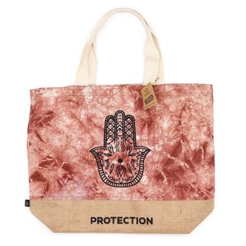 ANB-03 - Sac entièrement naturel - Stonewash en terre cuite - Hamsa - Protection - Vendu en 4x unité/s par extérieur 1