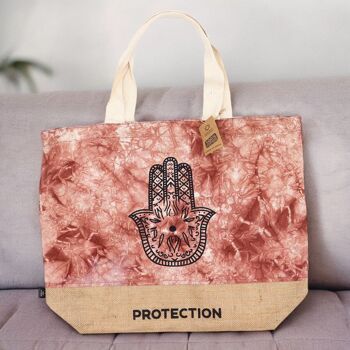 ANB-03 - Sac entièrement naturel - Stonewash en terre cuite - Hamsa - Protection - Vendu en 4x unité/s par extérieur 3