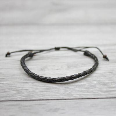 Glencairn Leather Surf Bracelet - Black