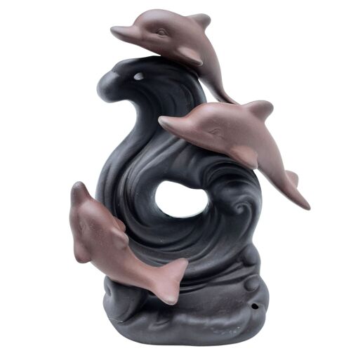 BackF-59 - Backflow Incense Burner - Dolphin Wave - Sold in 1x unit/s per outer