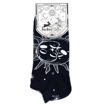 BamSL-01F - Chaussettes basses en bambou Hop Hare S/M (36-40) - Soleil et Lune - Vendues en 3x unité/s par extérieur 2