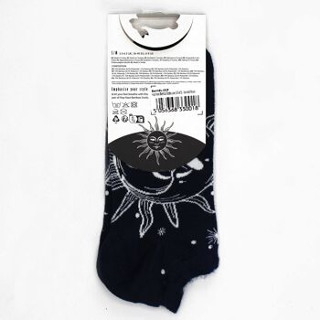 BamSL-01F-M - Chaussettes basses M/L Hop Hare Bamboo (41-46) - Soleil et Lune - Vendues en 3x unité/s par extérieur 3