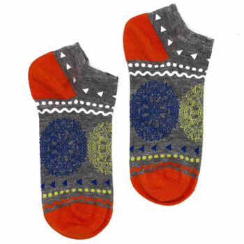 BamSL-02F - Chaussettes basses en bambou Hop Hare S/M (36-40) - Fleurs de vie - Vendues en 3x unité/s par extérieur 1