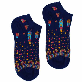 BamSL-03F - Chaussettes basses en bambou Hop Hare S/M (36-40) - Plumes indiennes - Vendu en 3x unité/s par extérieur 1