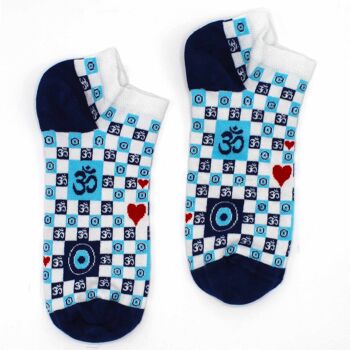 BamSL-05F-M - Chaussettes basses M/L Hop Hare Bamboo (41-46) - Om et Evil Eye - Vendues en 3x unité/s par extérieur 1