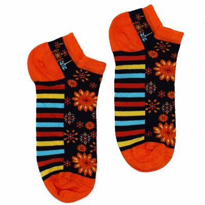 BamSL-04F-M - Calcetines bajos de bambú Hop Hare M/L (41-46) - Flores de mandala - Se venden en 3 unidades por exterior