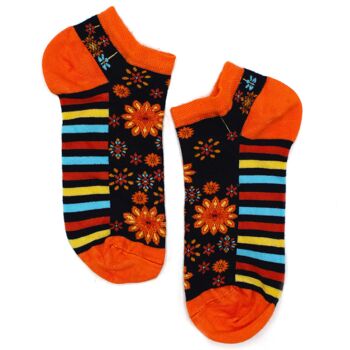 BamSL-04F-M - Chaussettes basses en bambou Hop Hare M/L (41-46) - Fleurs de Mandala - Vendu en 3x unité/s par extérieur 2