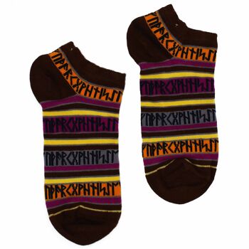 BamSL-06F-M - Chaussettes basses en bambou Hop Hare M/L (41-46) - Pierres runiques - Vendues en 3x unité/s par extérieur 1