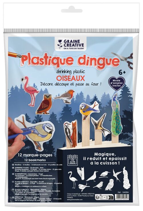 KIT PLASTIQUE DINGUE 12 MARQUES PAGES OISEAUX