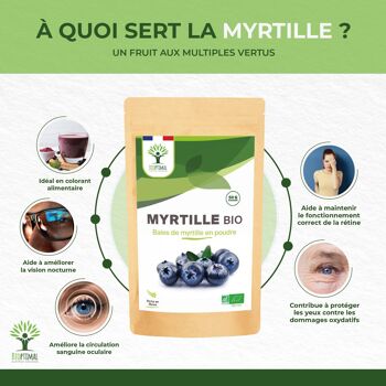 Myrtille en Poudre Bio – Colorant alimentaire – Fort pouvoir colorant – Santé oculaire - 100% Baies de myrtille - Conditionné en France – Vegan 5