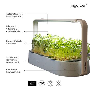 ingarden Microgreens kit de culture | Lumière de croissance LED automatique à 4 étapes et système d'irrigation hydroponique | Structure en acier et plastique océanique recyclé [Bleu] 5