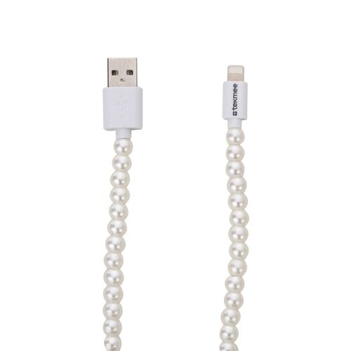 Tekmee Chargeur USB avec perle blanche lumineuse  1 Mètre