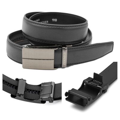 Cinturón de hombre con hebilla automática Cinturón de piel Ancho 3.1 cm-Zerimar