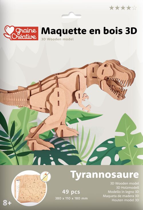 MAQUETTE BOIS 3D TYRANNOSAURE 49 PCES