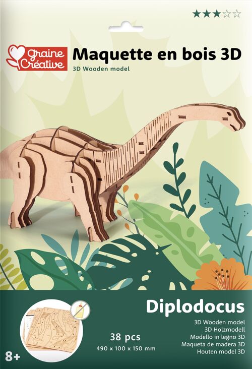 MAQUETTE BOIS 3D DIPLODOCUS 38 PCES