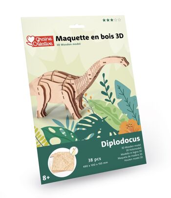 MAQUETTE BOIS 3D DIPLODOCUS 38 PCES 2