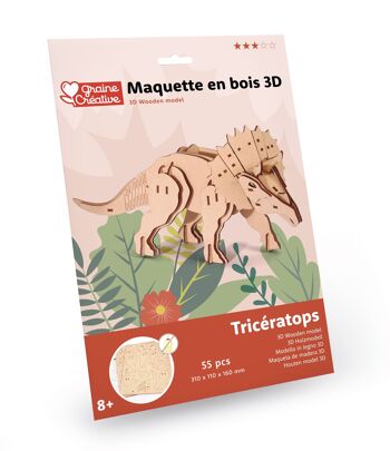 MAQUETTE BOIS 3D TRICERAPTOPS 2