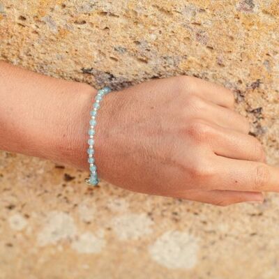 Elastic Throat Chakra Bead Bracelet - Aquamarine