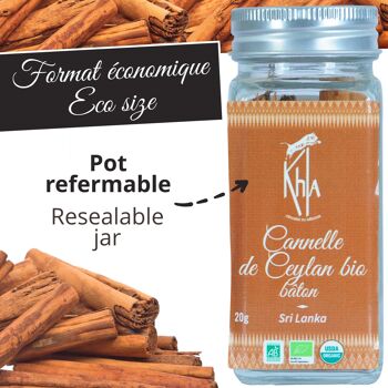 Cannelle de Ceylan en bâton - Biologique - 20g - Pot 7