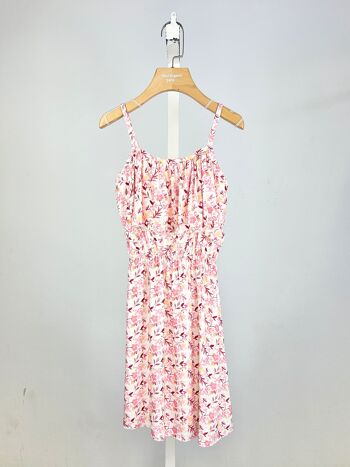 Robe fleurie à bretelles et volant pour fille 5