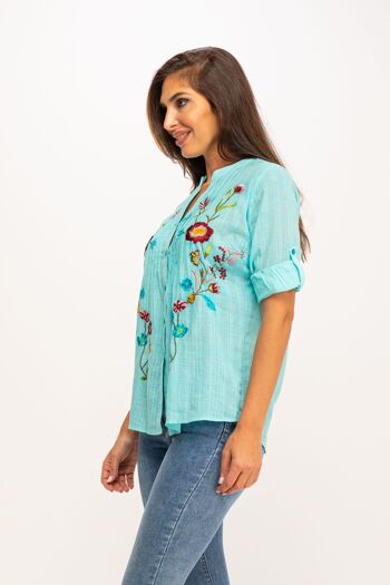 BLOUSE BRODÉE 100% COTON IC2527B_AGUA 2