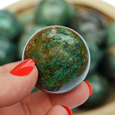 Lotto da 1 Kg di sfere di cristallo Chrysocolla (10-12 pezzi) - (25mm - 40mm)