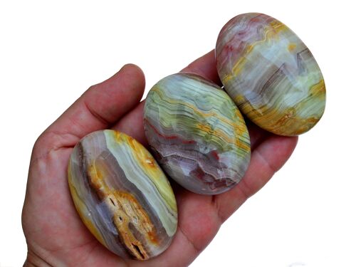 Natural Pink Banded Onyx Palm Stone (8 -13 Pcs) - (50mm - 70mm) 1 Kg Lot