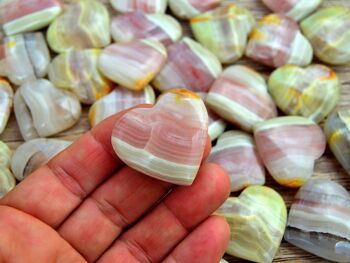 Lot de 10 cœurs en onyx à bandes roses (25 mm – 35 mm) 5