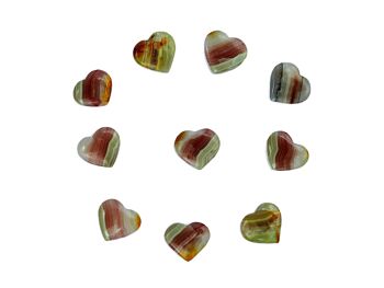 Lot de 10 cœurs en onyx à bandes roses (25 mm – 35 mm) 7