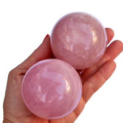 1 kg de cristal esférico de cuarzo rosa (3-4 piezas) - (50 mm - 65 mm)