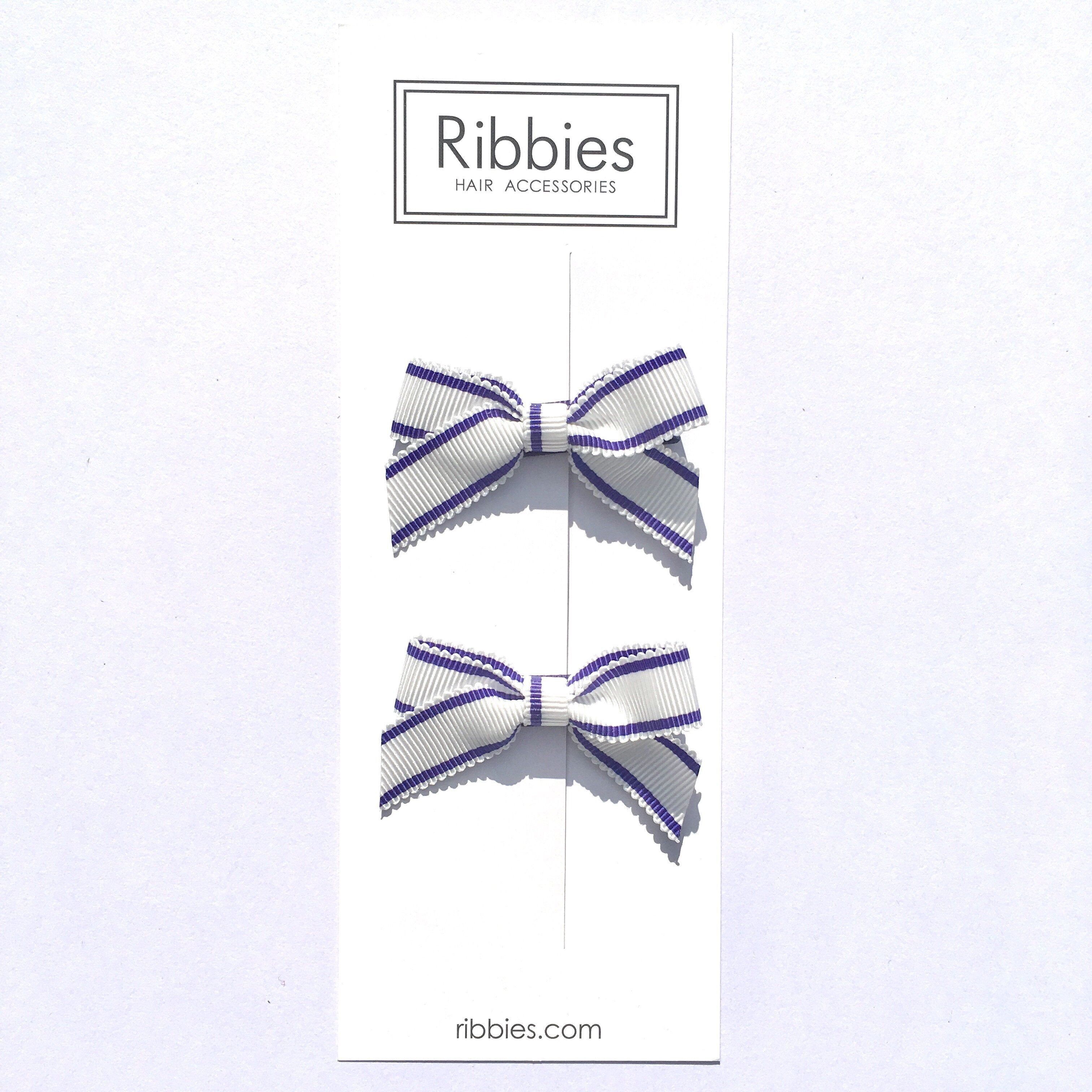 Coppia di fiocchi Lauren - Strisce bianche e blu royal
