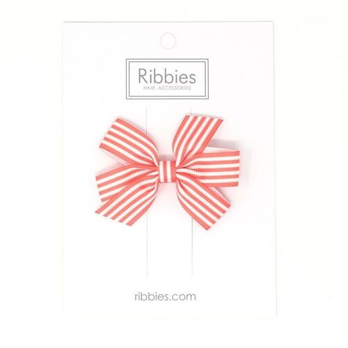 Striped Pinwheel Bow - Coral Orange