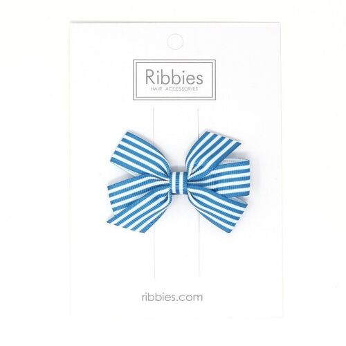 Striped Pinwheel Bow - Turquoise