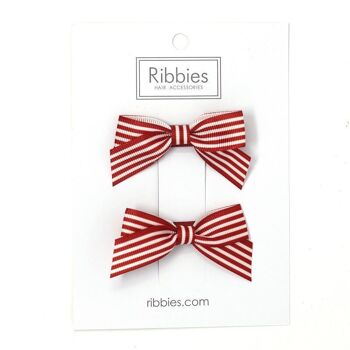 Striped Schoolgirl Bow Pair - Rust 1