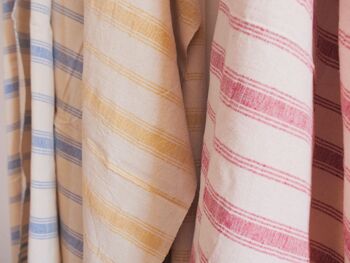 Hand-woven towel: Sky Blue Striped Cotton 2