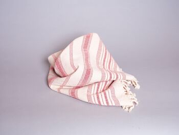 Hand-woven towel: Blackcurrant striped cotton 4