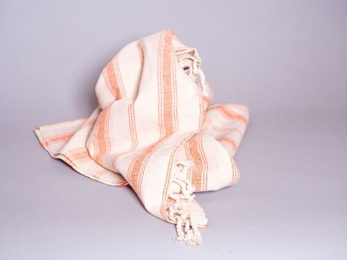 Hand-woven towel: Cotton Clementine stripes