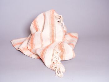Hand-woven towel: Cotton Clementine stripes 1