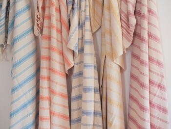 Hand-woven towel: Cotton Clementine stripes 4