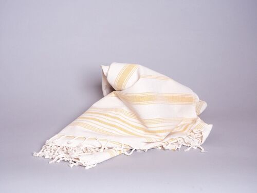 Hand-woven towel: Cotton Blue Yellow Stripes