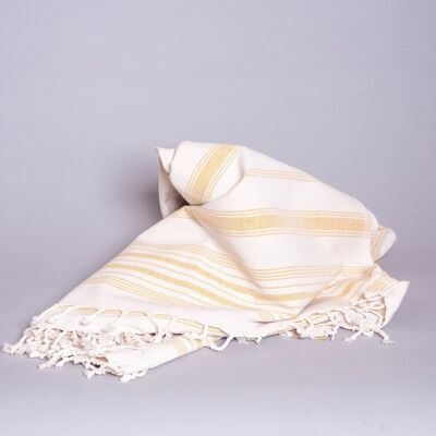 Hand-woven towel: Cotton Blue Yellow Stripes