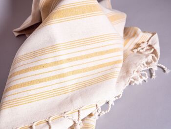 Hand-woven towel: Cotton Blue Yellow Stripes 3