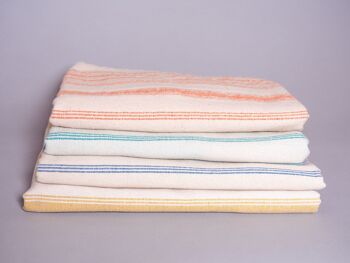 Hand-woven towel: Emerald Blue Striped Cotton 4