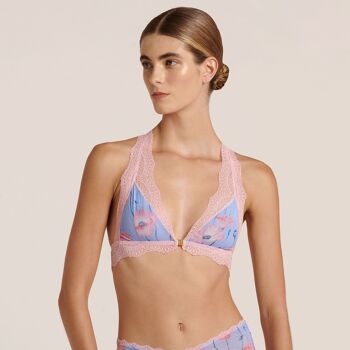 Brassière en dentelle coquelicot rose 3