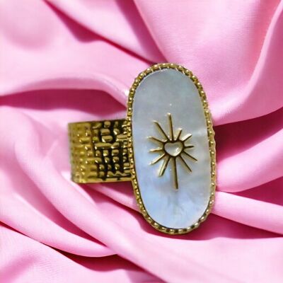 Bague "DIANA" adaptable avec Nacre naturelle