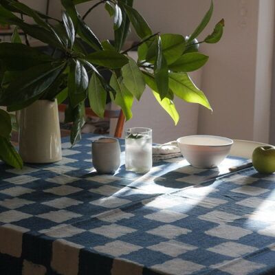 Plaid, Blanket, Indigo Tablecloth, Checks